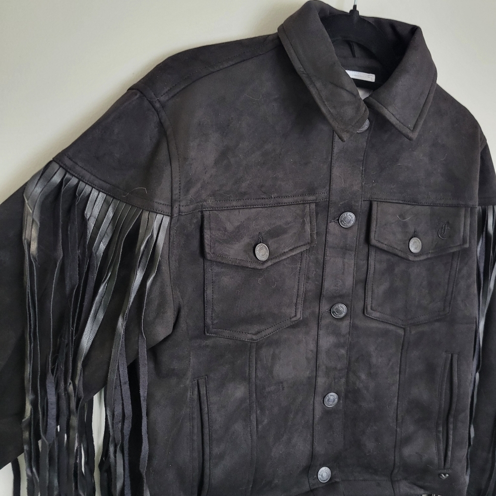 Juicy Couture Black Fringed Jacket Sz S NWT - Picture 5 of 12